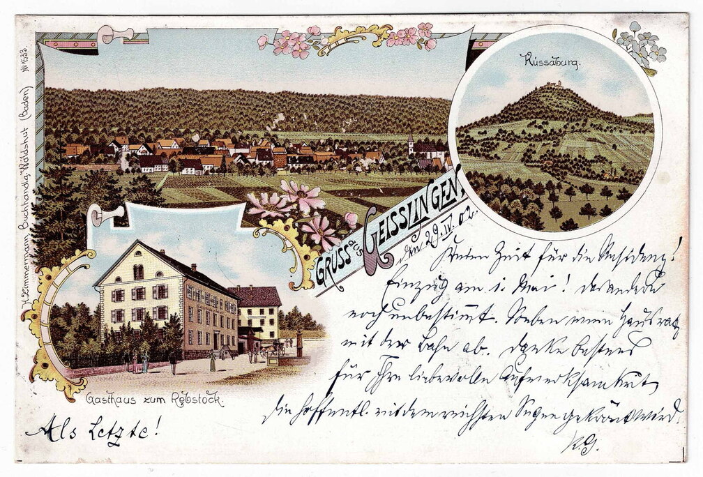Ein Maigruß aus Geißlingen datiert auf den 29.4.1902.