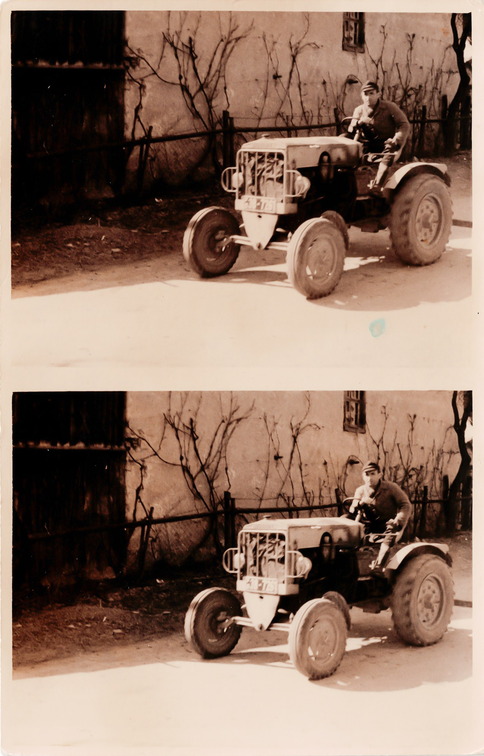  Hans Mülhaupt auf dem ersten Dieselschlepper von Geißlingen. Baujahr 1948. Das Fahrzeug wurde noch mit Reichsmark bezahlt und zunächst unbereift durchs Dorf gefahren.