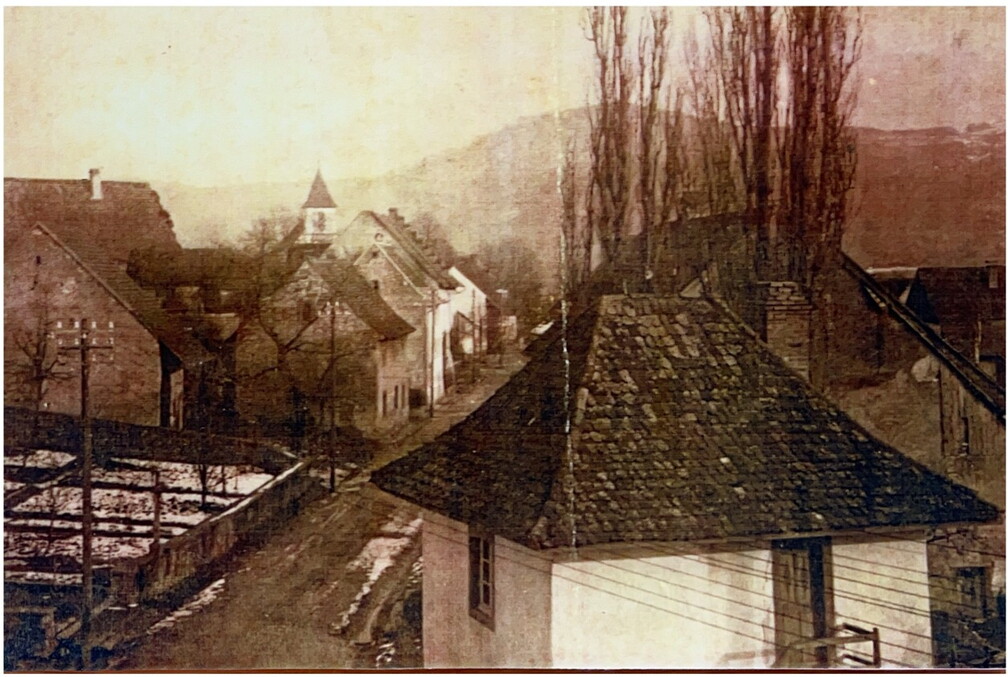 Blick vom Rebstock mit Musikhüüsli und Hauptstrasse